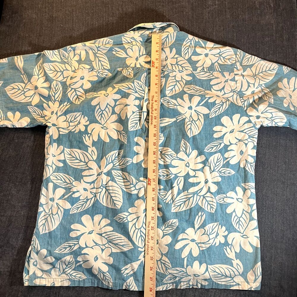 VTG Tori Richard Shirt Mens Large Blue Floral Hawaiian Aloha Made Hawaii Camp - Picture 8 of 12